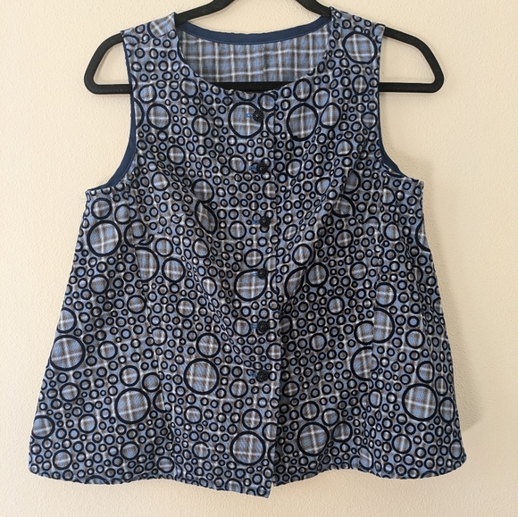 Handmade Geometric Velvet Swing Vest Sleeveless Top sz S - Picture 1 of 7